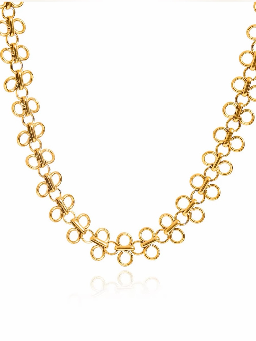 18K Gold Plated Floral Link Choker Necklace